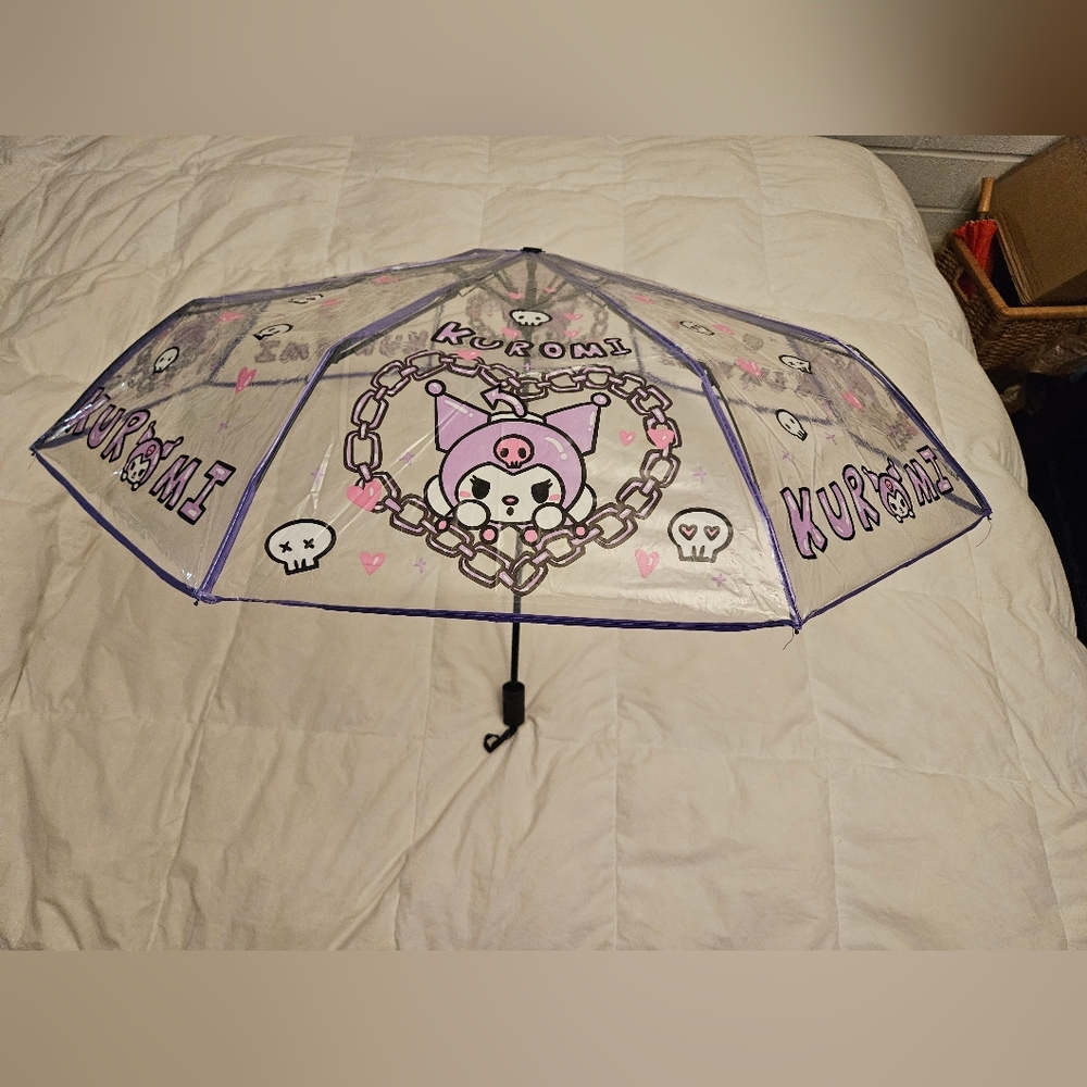 Sanrio Kuromi Hearts & Skulls Hello Kitty Umbrella Kids / Adult Clear Umbrella - Picture 6 of 9